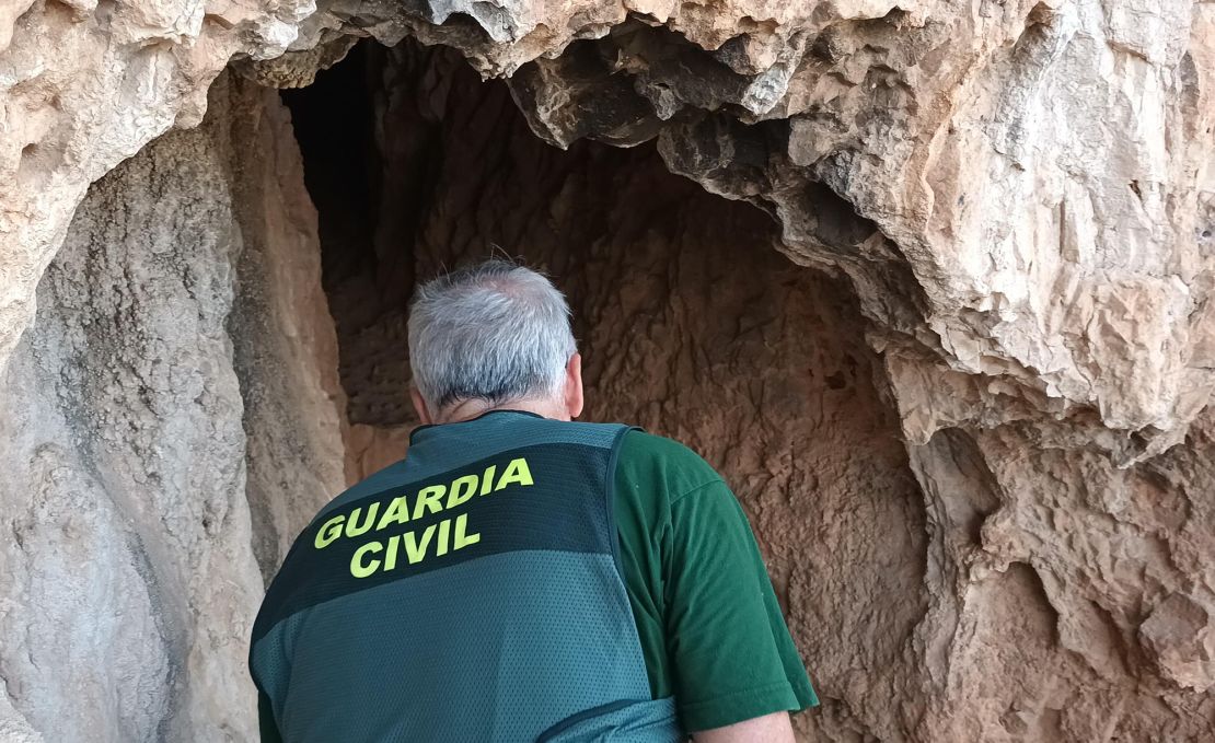 A member of Spain's Guardia Civil at one of the caves.