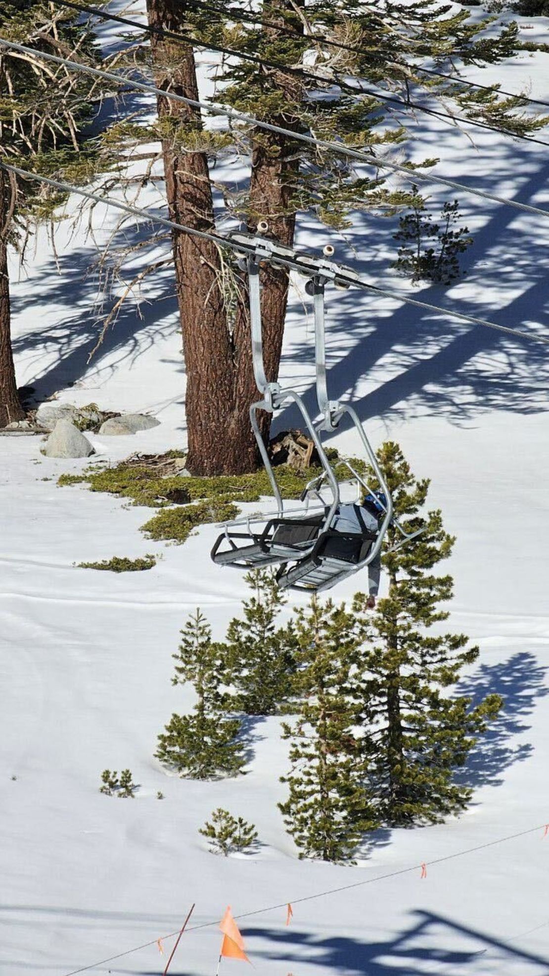 Photo taken by a skier after lift chairs collided.