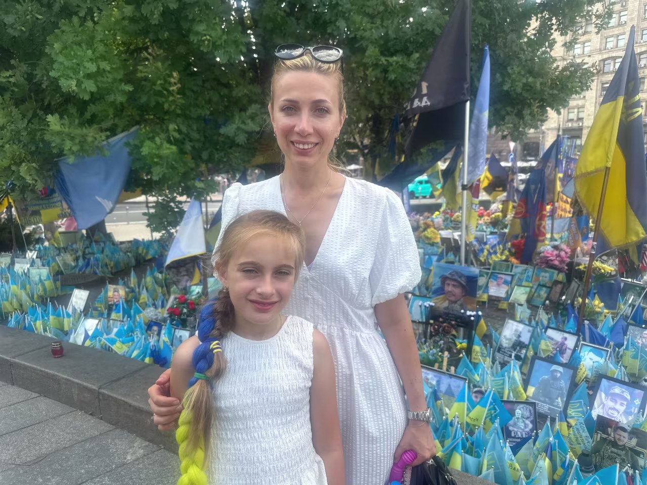 Iryna Krenets, 36, with her 8-year-old daughter Eva.
