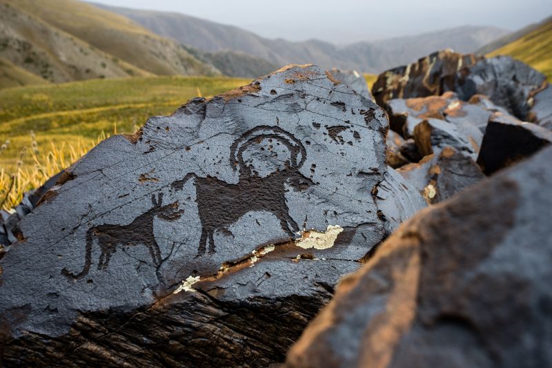 ★F0501★ 古代石 (220) 白濁石　印章　鹿文様　ストーン ビーズ The vast Bronze Age art gallery that lay hidden in the mountains