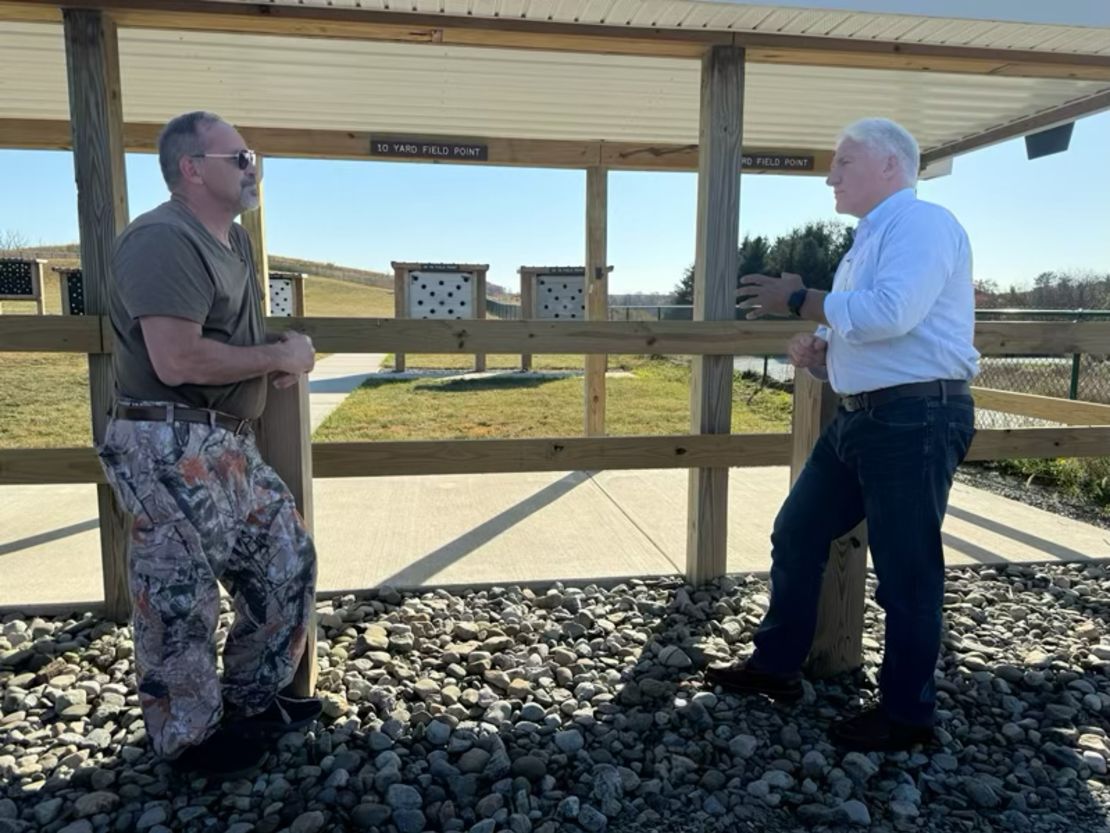 Pennsylvania Voter Michael Pesce speaks with John King in New Tripoli, Pennsylvania.