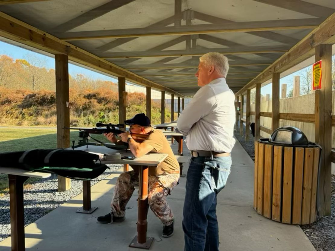 Michael Pesce at a shooting range in New Tripoli, Pennsylvania.