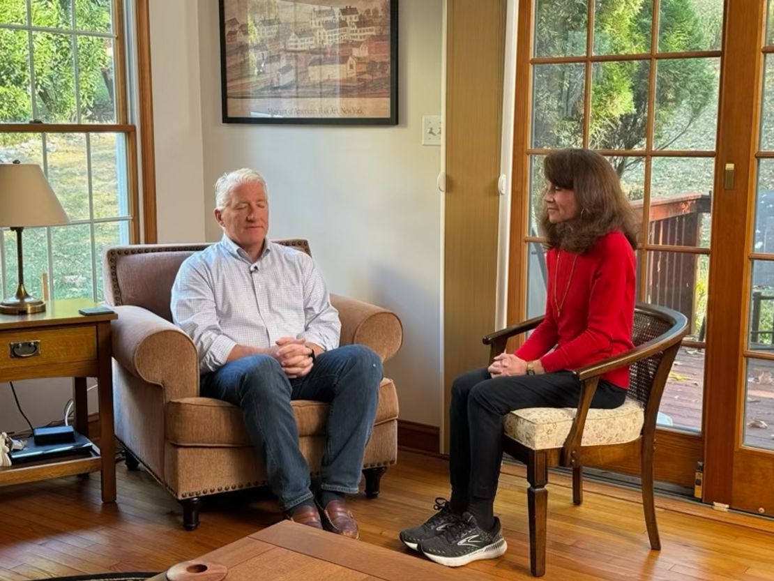 Cynthia Sabatini meditates with John King in Media, Pennsylvania.