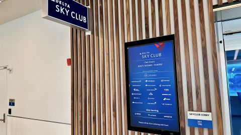 A photo of the entrance to the Delta Sky Club near the A gates at New York's John F. Kennedy International Airport (JFK)