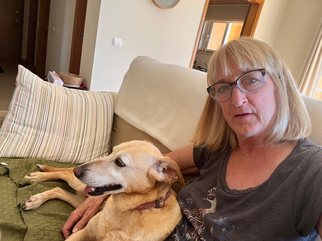 Kimberly with her dog Honey, who she adopted from a shelter after Mark's death earlier this year.