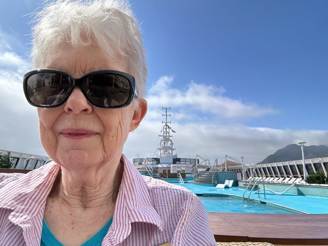 Here's Lane pictured on board Villa Vie's Odyssey, a renovated, three-decades-old ship.