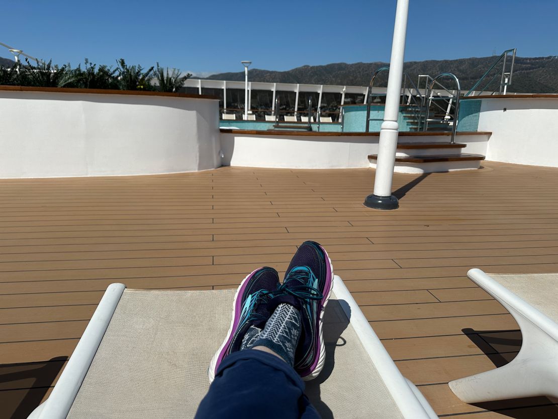 Lane's favorite spot on the ship is the deck, where she enjoys watching the ocean and the views.
