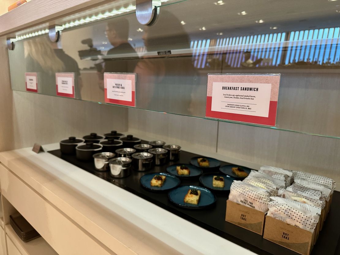 A photo of a section of the buffet at the Capital One Lounge at Washington Dulles International Airport (IAD)