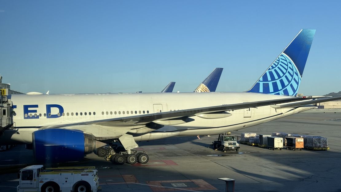 A photo of a United Airlines Boeing 777-200ER aircraft