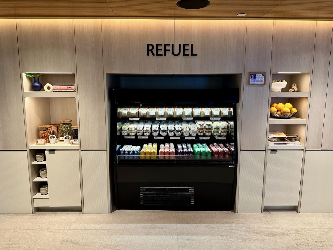 A photo of the grab-and-go food station at the Capital One Lounge at Washington-Dulles International Airport (IAD)