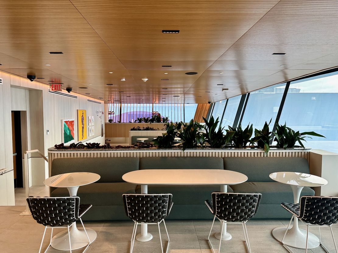 A photo of a row of seats at the Capital One Lounge at Washington Dulles International Airport (IAD)