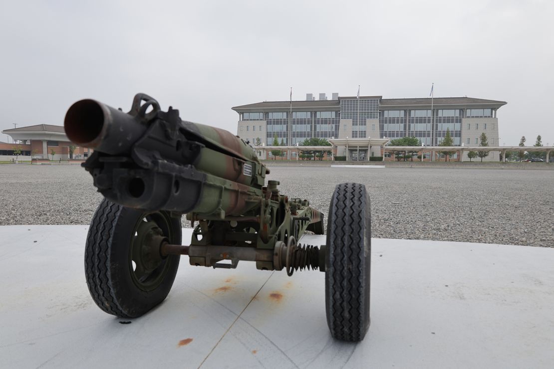 A howitzer in front of the UN Command Headquarters on Camp Humphreys.