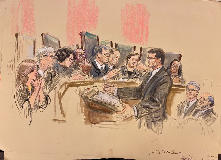 Solicitor General D. John Sauer argues before the Supreme Court on November 5, 2025.