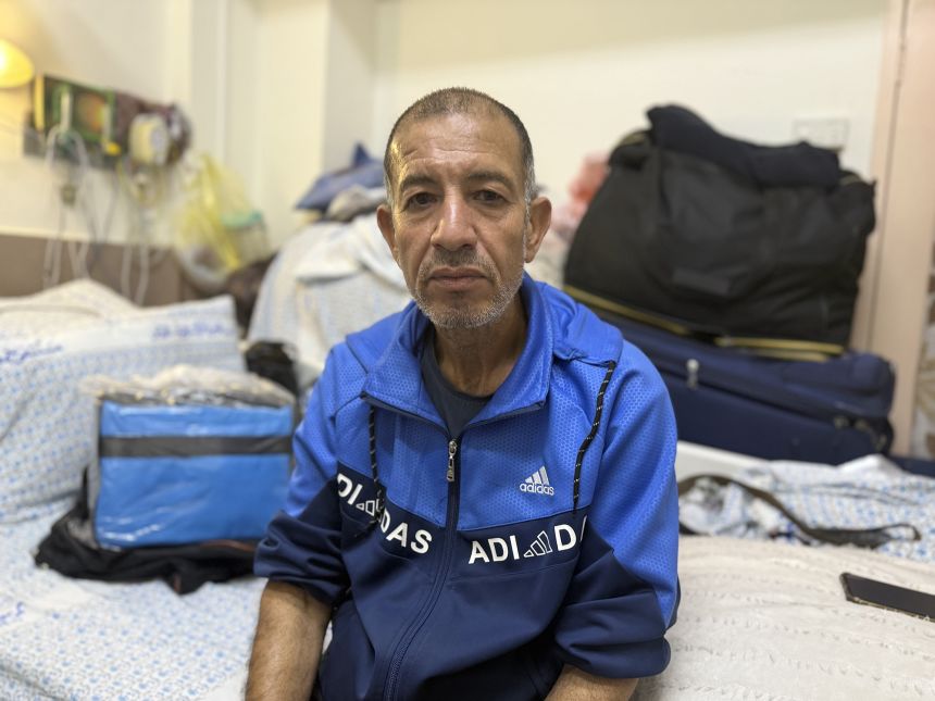 Nael Ezzeddin, a native of Jabalya in northern Gaza, is being treated for a heart condition at Al-Maqassed Hospital. “This is inhumane… They are trying to force us out.