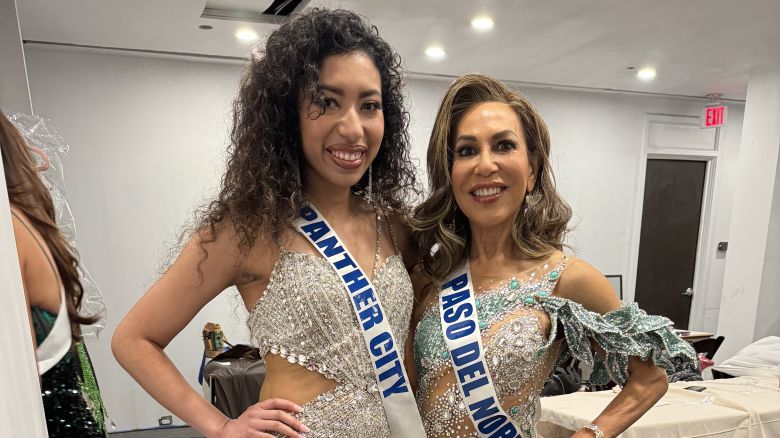 Teijo (right) pictured with a fellow contestant in the Miss Texas pageant. 