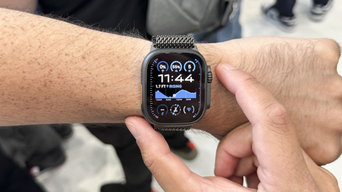 The Black Apple Watch Ultra 2 is on a wrist