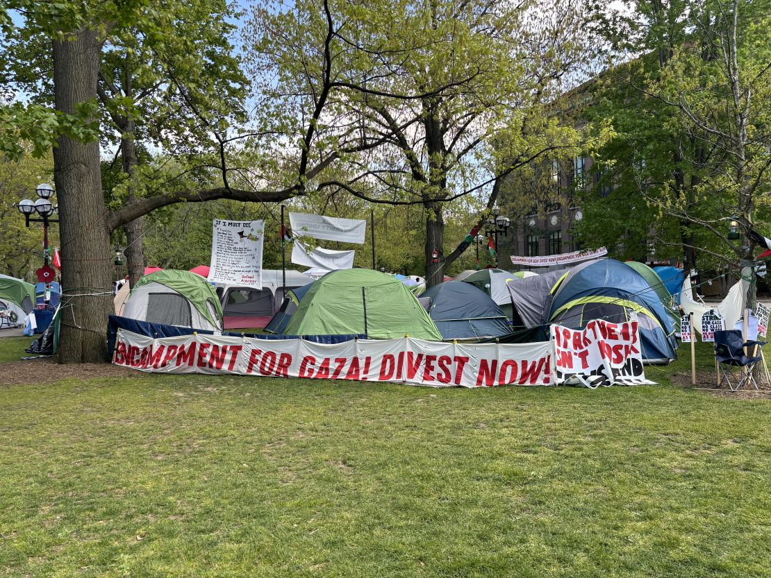 A sign in the encampment at the University of Michigan in May 2024.