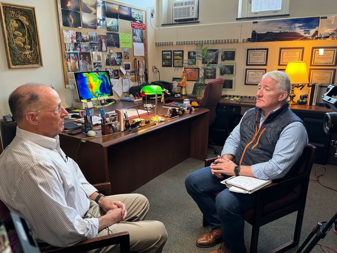 John King talks to Larry Malinconico in his office at Lafayette College in Easton, Pennsylvania.