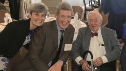 This undated photo shows former Supreme Court Justice John Paul Stevens with his clerks Amy Wildermuth and Eric Olson.
