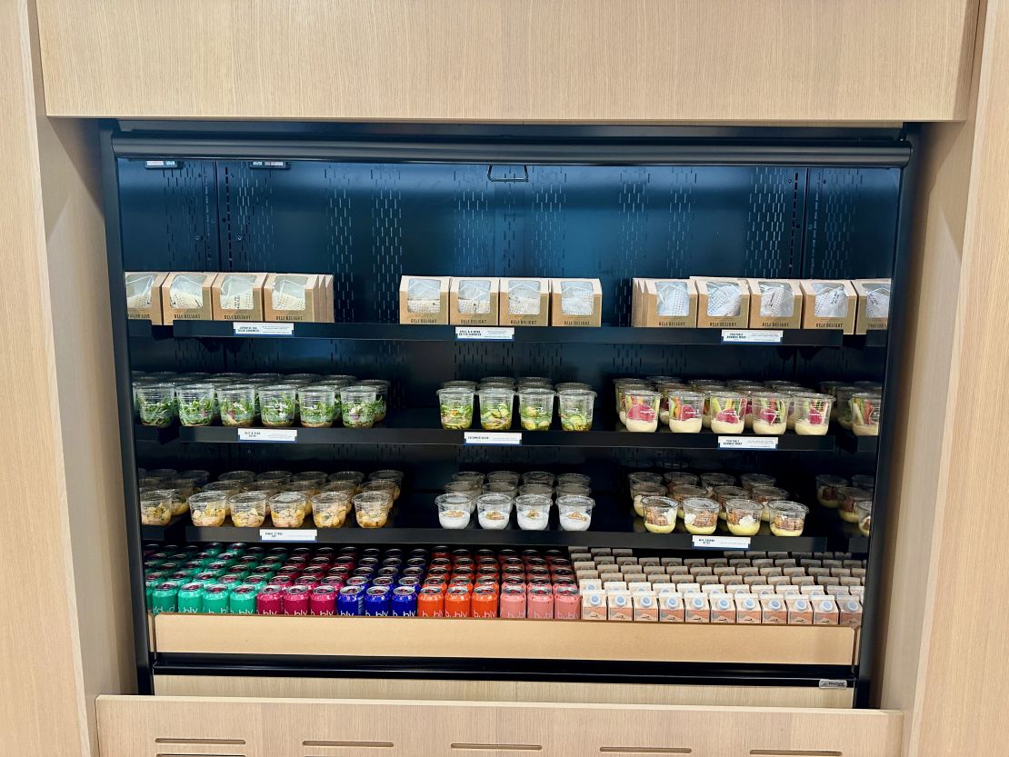 A photo of grab-and-go food options at the Capital One Lounge in Denver