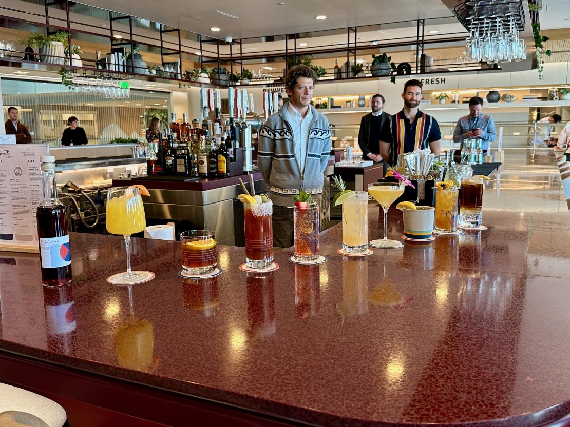 A photo of various cocktails at the Capital One Lounge in Denver