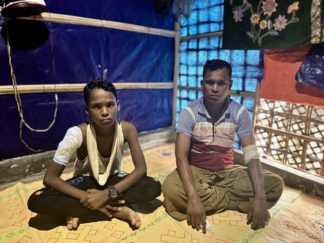 Abdul Bashar and his 10-year-old nephew survived the drone attacks on the riverside near Maungdaw, Myanmar on August 5.