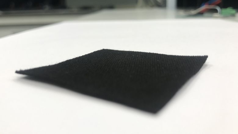 A sheet of activated charcoal used in experiments to capture carbon dioxide from the atmosphere.