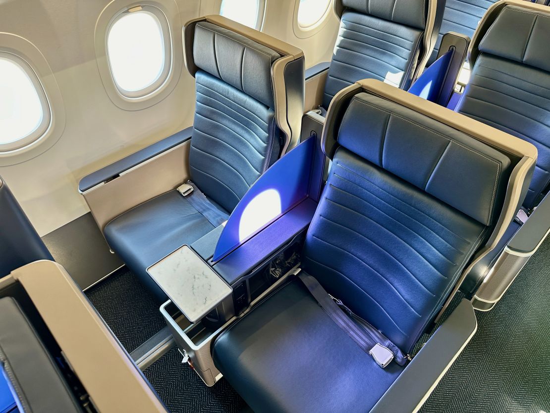 A photo of United's A321neo first class seat