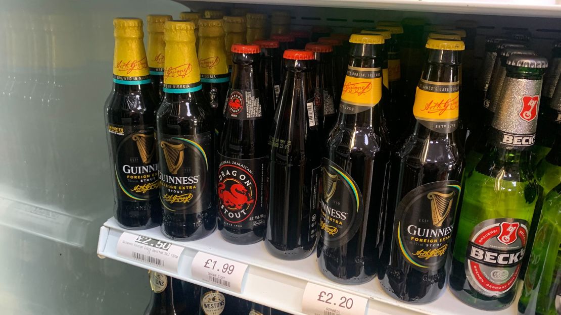 You can buy Guinness Foreign Extra Import -- on the left, with the blue ring -- in many London shops. Don't get it confused with Guinness Foreign Extra Stout, on the right.