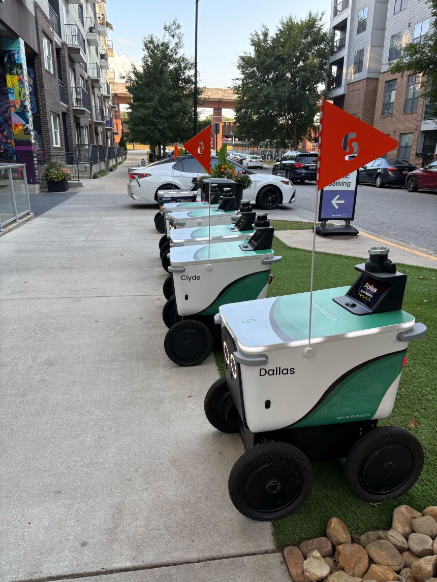 Bots lie in wait on a sidewalk in Atlanta.