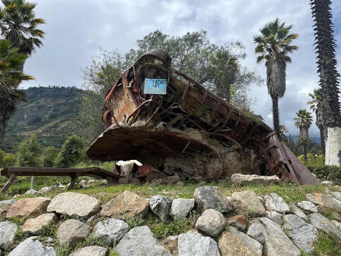 <strong>What's left behind:</strong> One of the most photographed relics at the open museum is a buried car which once belonged to the wealthy Washington Ángeles family, who owned nearby fuel tanks.