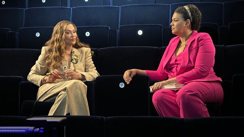 Tina Knowles speaks with Sarah Sidner in New York on April 22.