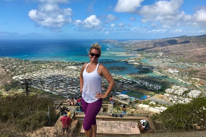 <strong>Making memories: </strong>The TV host, who grew up in Hawaii, during a visit to Koko Head on the island of Oahu.