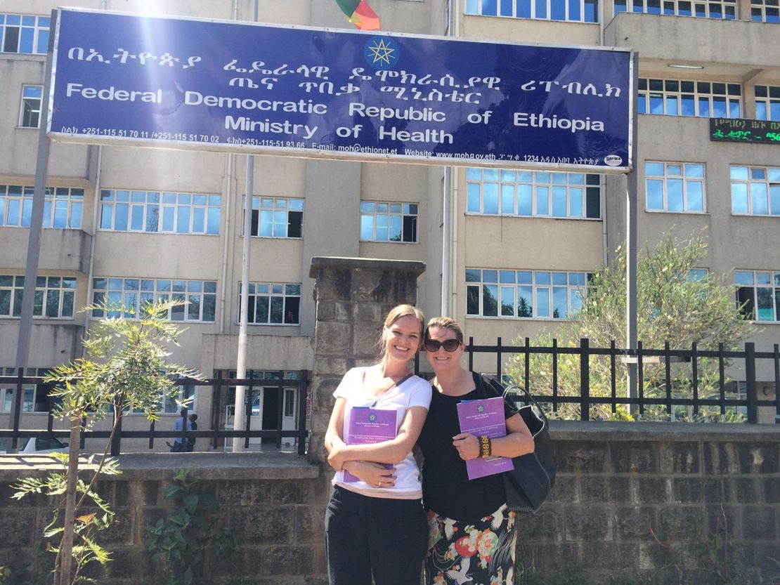 Margaret Carpenter and her best friend and colleague Ingrid Frengle-Burke pose for a picture in Ethiopia.