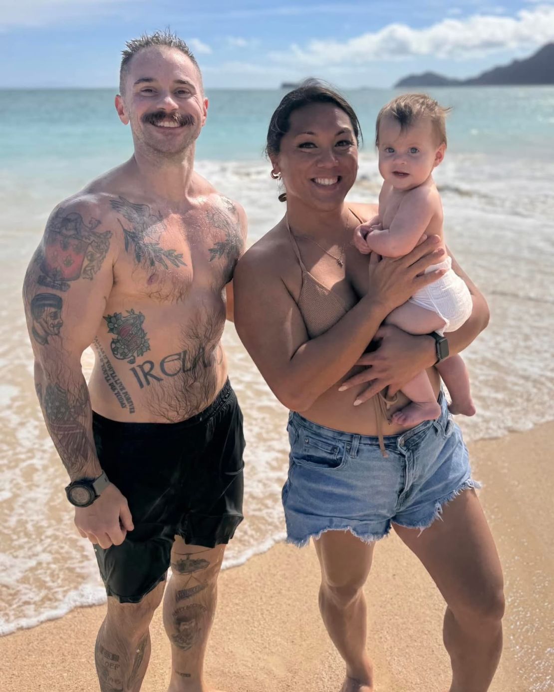 Air Force Master Sgt. Logan Ireland with his wife, Laila, and their niece. Laila, who is also transgender, is an Army veteran.