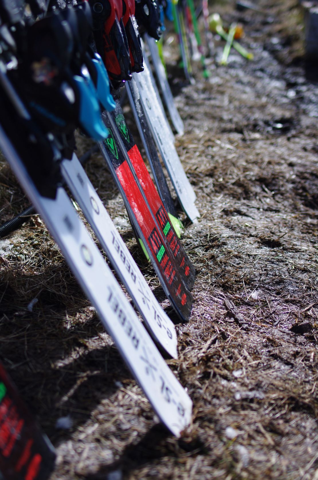 Skis in the muddy ground at Campo Felice.