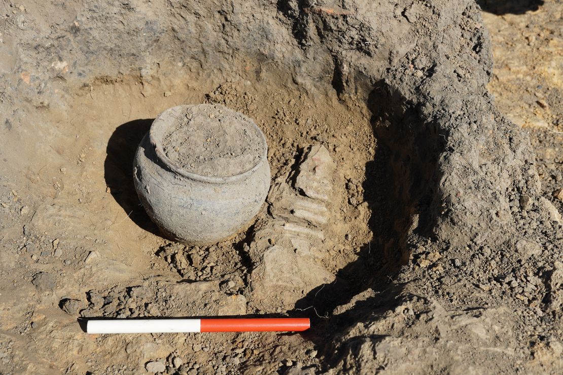 An intact Roman pot was also found during excavation of the site.