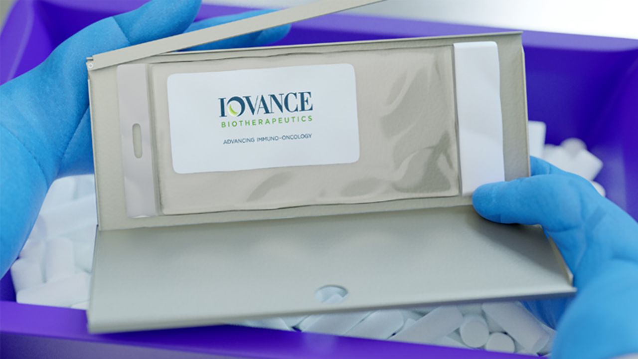 AMTAGVI (lifileucel) product packaging is seen in this handout photo from Iovance Biotherapeutics