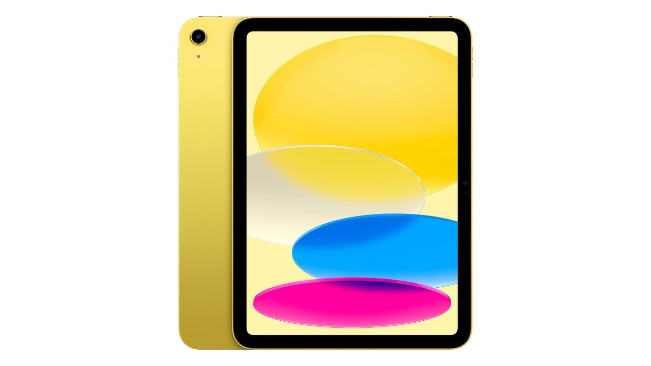 iPad 10th gen product card in yellow against a white background