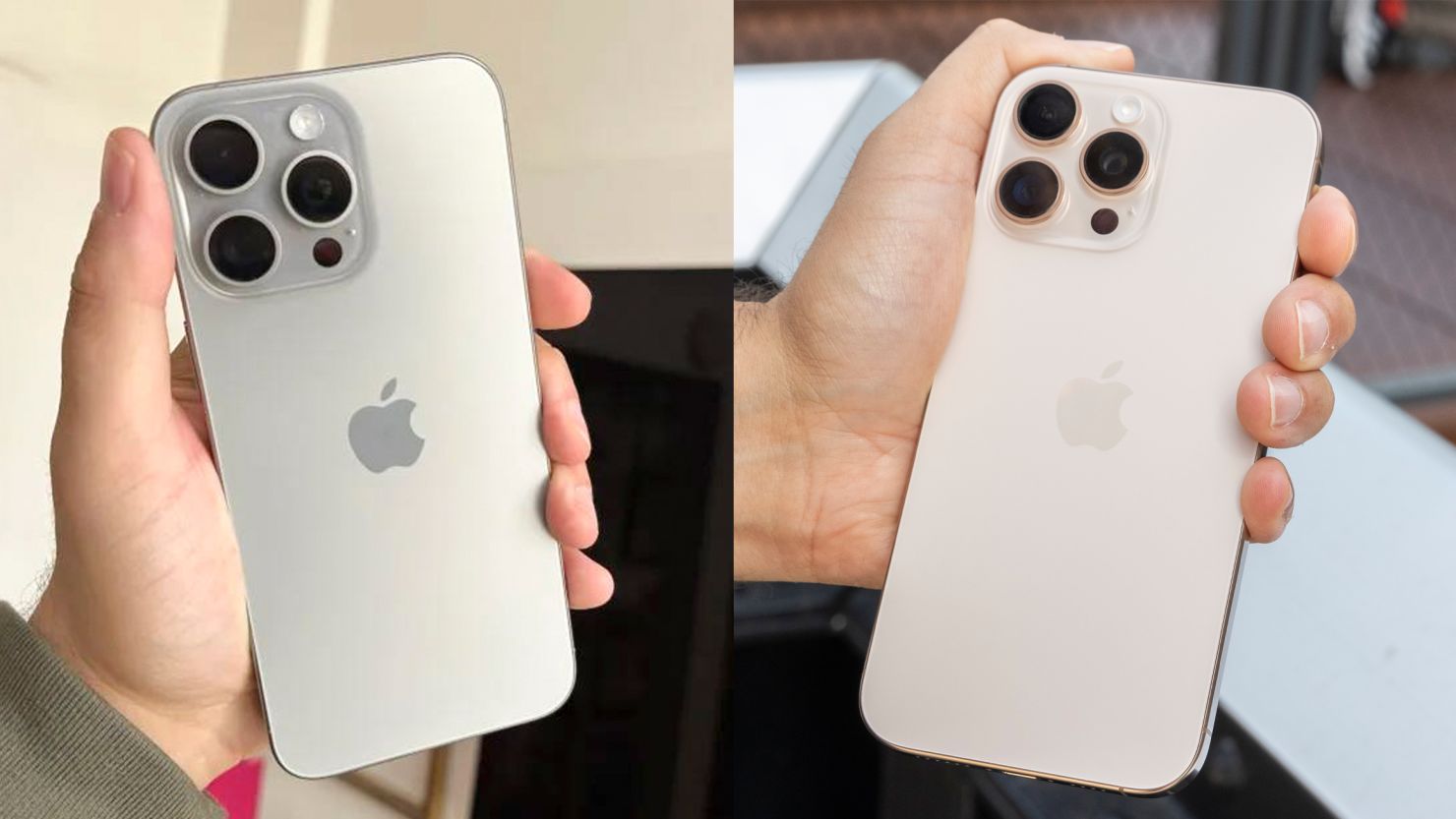 iPhone 15 Pro next to iPhone 16 Pro.