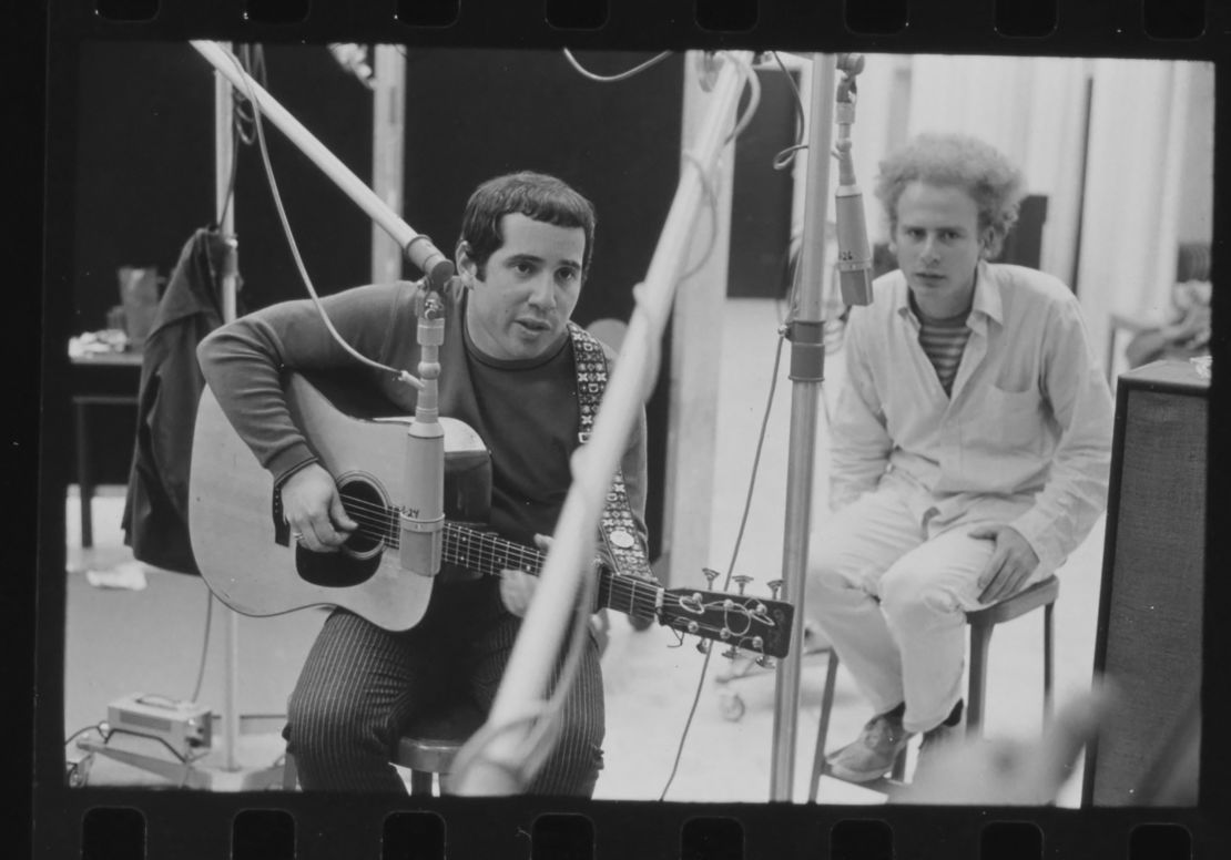An early photo of Paul Simon and Art Garfunkel in "In Restless Dreams: The Music of Paul Simon."