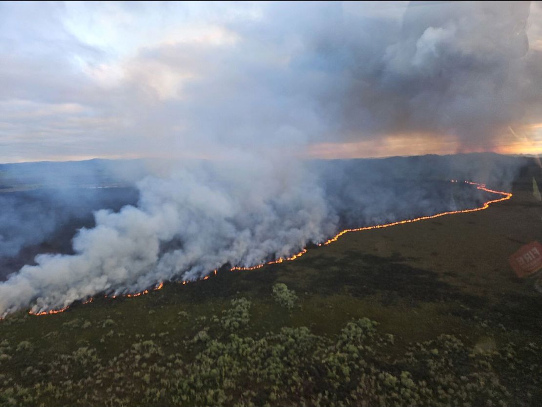 The fire began burning in the Waikato wetland on October 21, 2024.