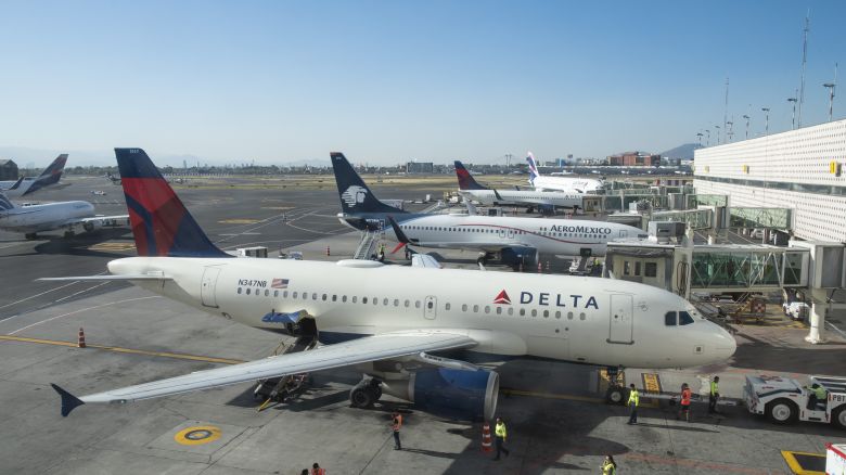 A photo of Delta, LATAM and Aeromexico planes at Mexico City International Airport (MEX)