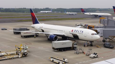 A photo of a Delta Air Lines Boeing 767 in Tokyo-Narita (NRT) airport