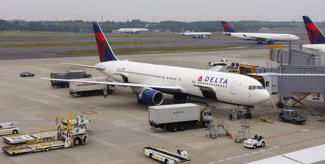 A photo of a Delta Air Lines Boeing 767 in Tokyo-Narita (NRT) airport