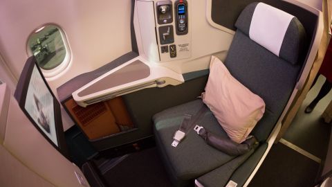 A photo of a Cathay Pacific business class seat on an Airbus A330-300