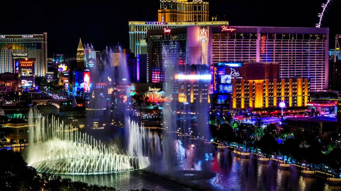 A photo of the Las Vegas strip at night