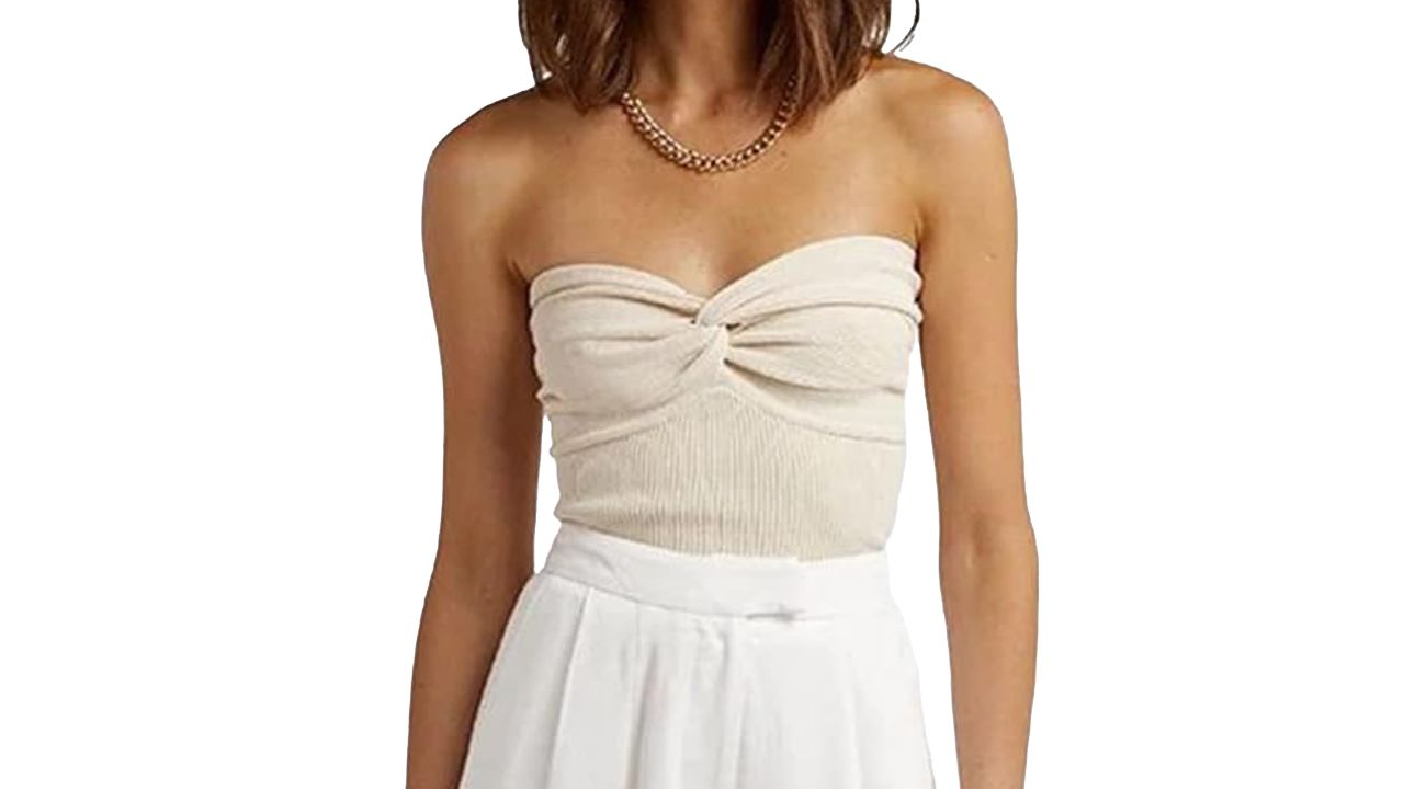 ISZPLUSH  Womens Strapless Crop Top in white