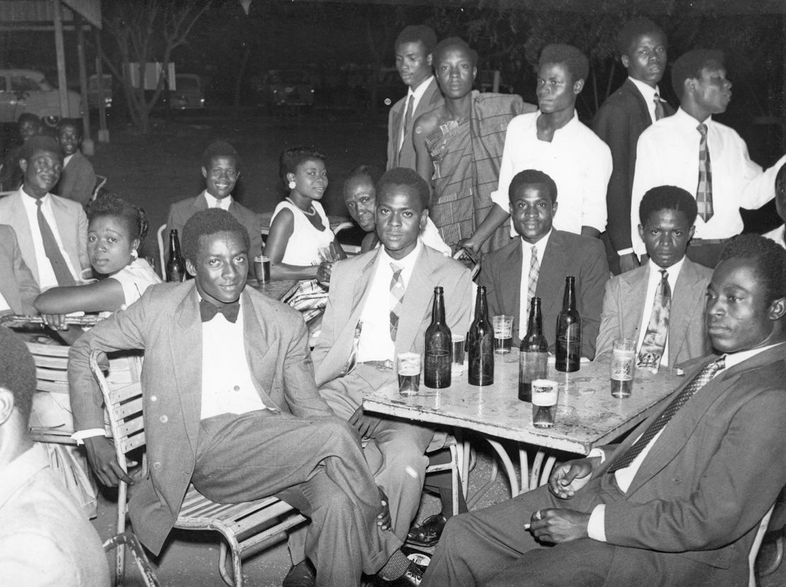 People socializing in Accra in 1958. “Photographers of that generation were not capturing images for recognition or with the aim of being showcased in an exhibition,” explained Muluneh. “It was a necessity to preserve a moment in history.” 