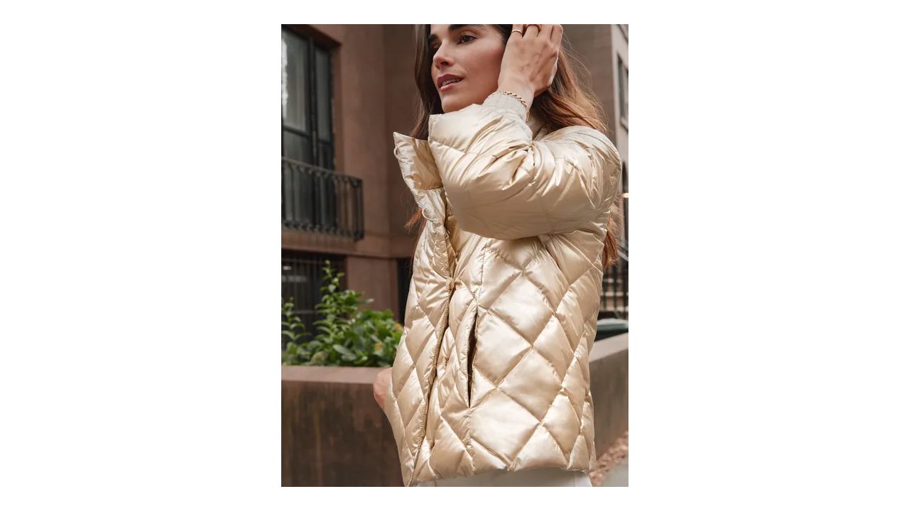 A photo of a person wearing the J. McLaughlin Vivian Puffer Jacket